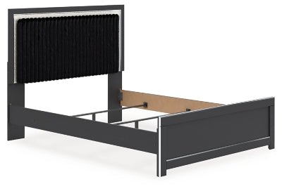 Zuraleus Queen Upholstered Panel Bed - Black Panel Bed modern furniture Contempo Furniture