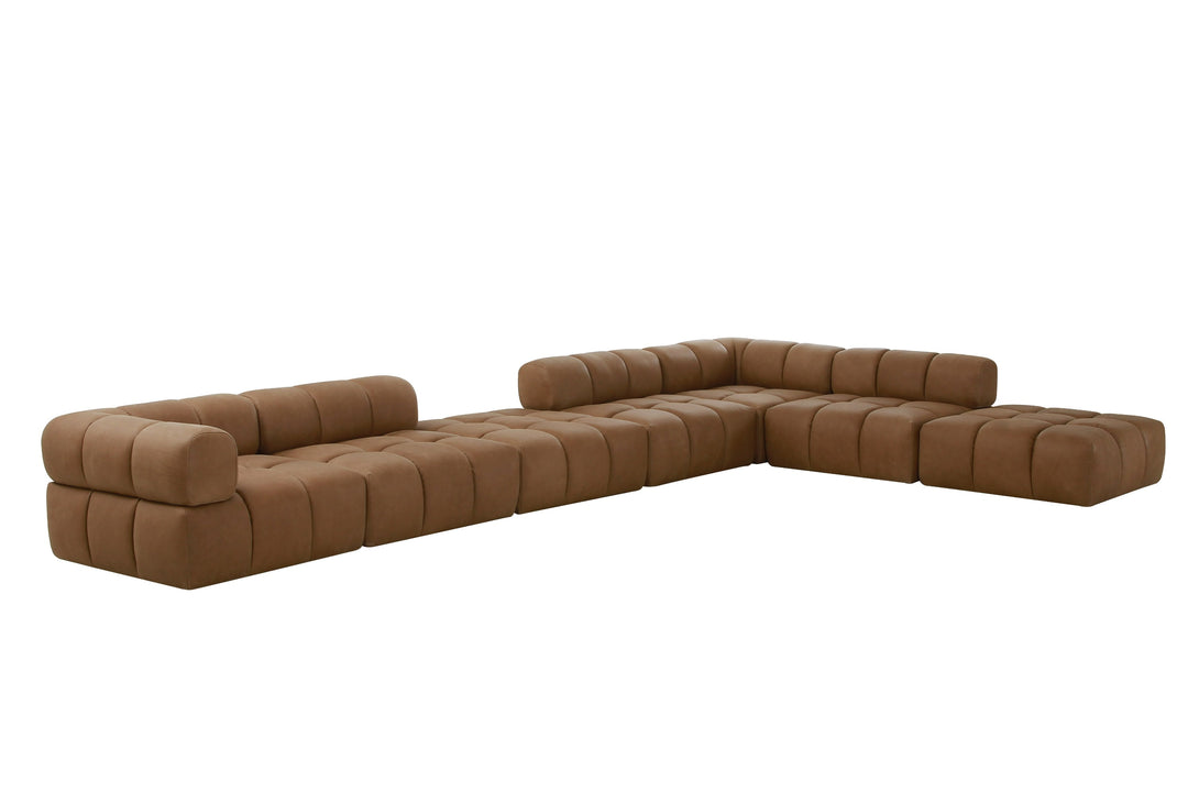 Everest - Modern Brown Leather Modular Corner Sectional Seat