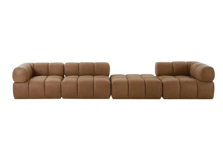 Everest - Modern Brown Leather Modular Armless Sectional Seat