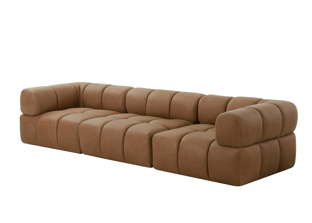 Everest - Modern Brown Leather Modular Corner Sectional Seat