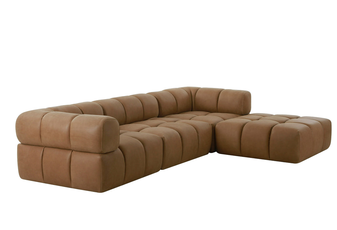 Everest - Modern Brown Leather Modular Corner Sectional Seat