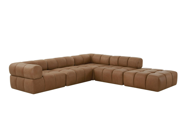 Everest - Modern Brown Leather Modular Armless Sectional Seat